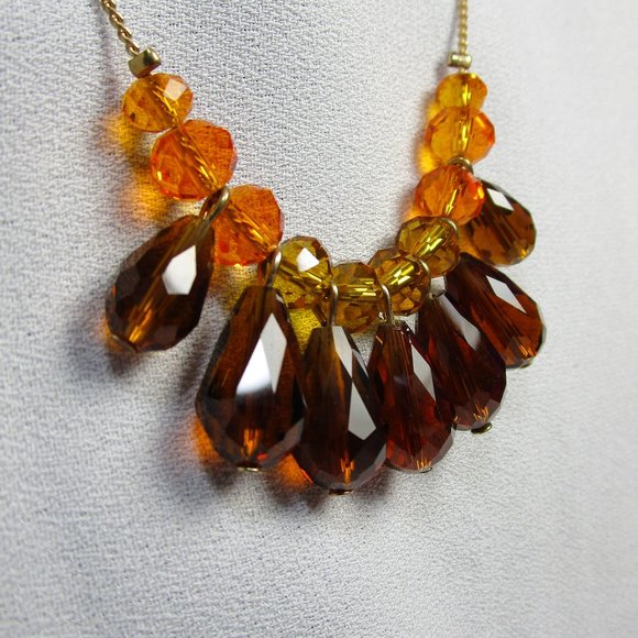 Vintage Crystal Bead Bib Style Necklace - Picture 2 of 7